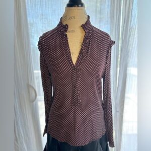 H&M Red Ruffled Long Sleeve Blouse